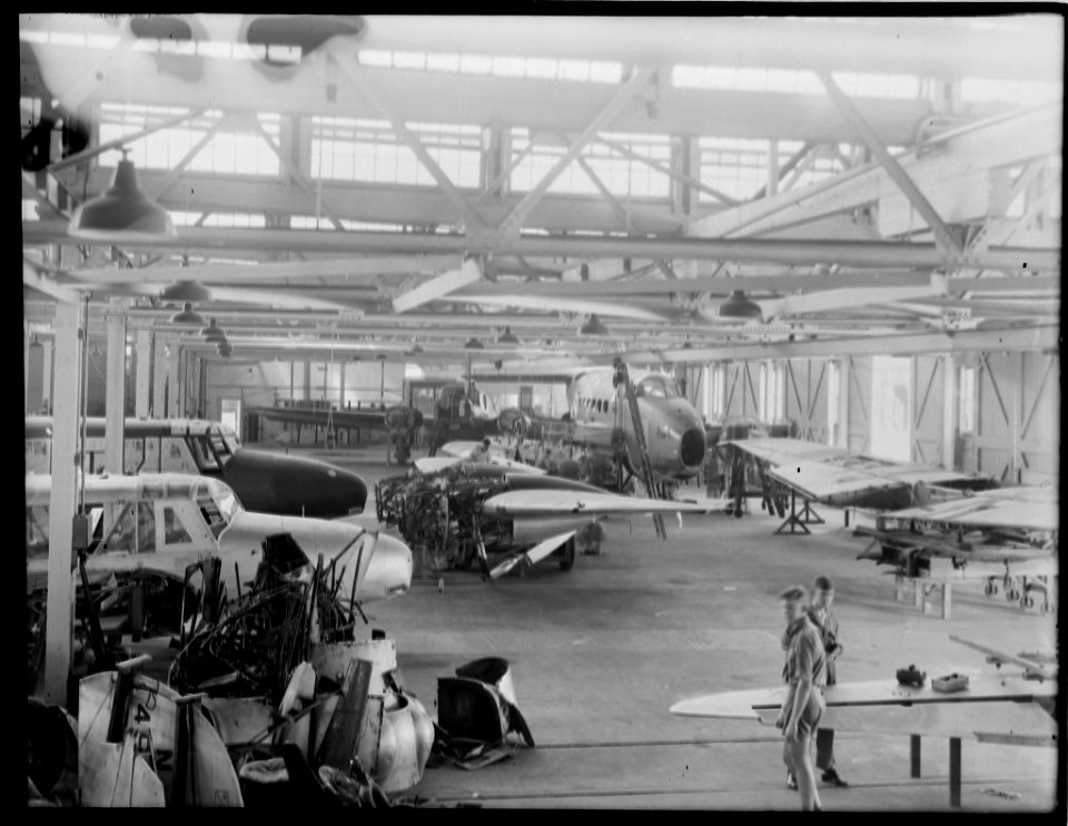 The general view of aircraft in workshops from The Powerhouse Museum