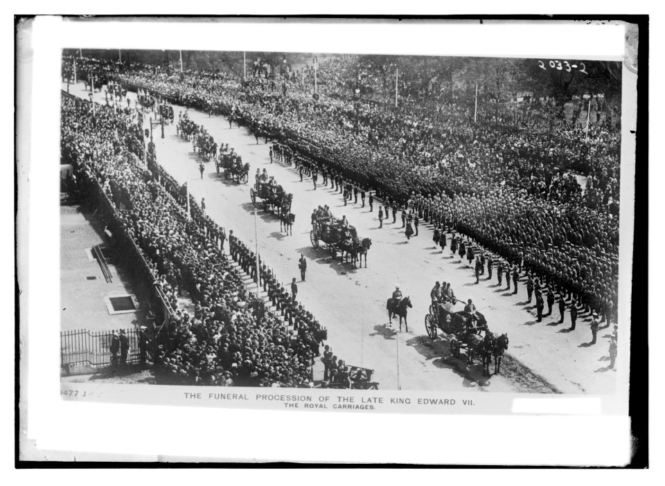 The funeral procession of the Late King Edward VII. the royal carriages. LCCN2014688207