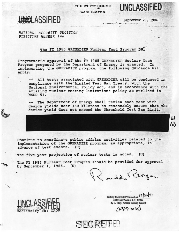 The FY 1985 GRENADIER Nuclear Test Program - NARA - 198277