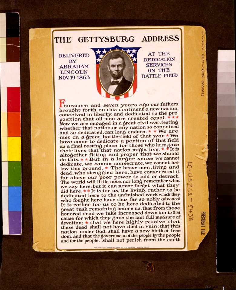 The Gettysburg address delivered by Abraham Lincoln Nov. 19 1863 at the dedication services on the battle field LCCN2004671506