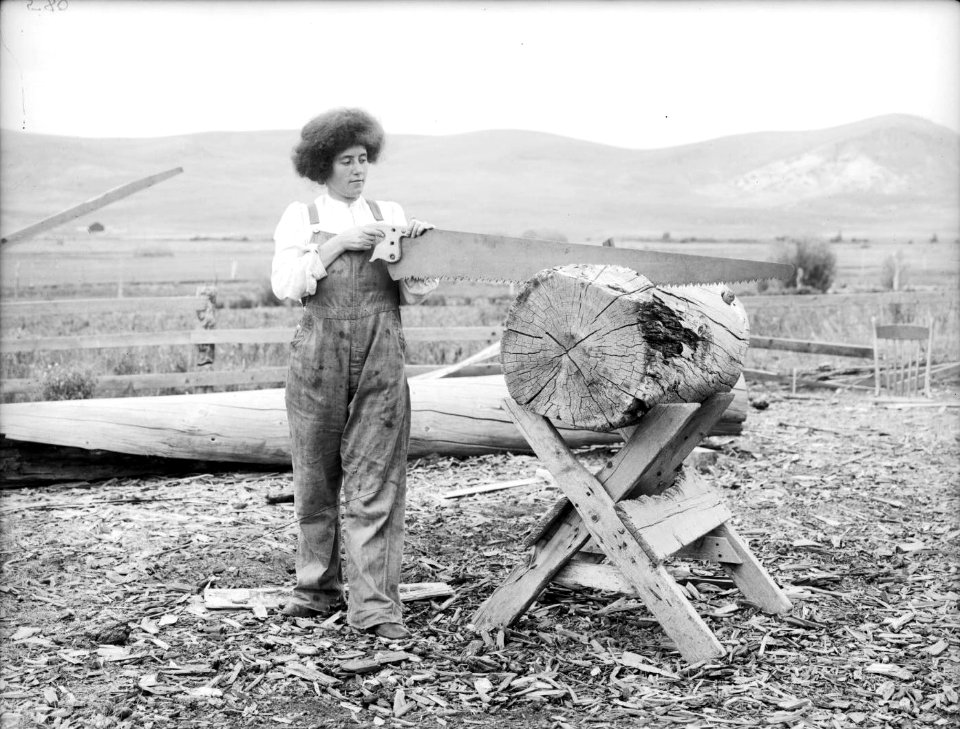The Girls in the Overalls - Sawing a log