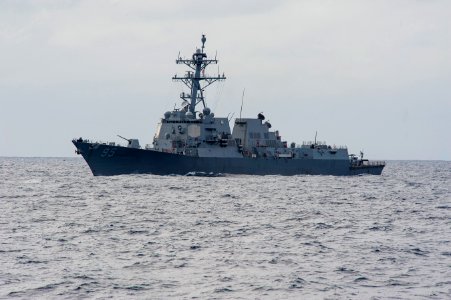 The guided missile destroyer USS James E. Williams (DDG 95) travels in the Atlantic Ocean March 17, 2014, en route to Scotland to participate in Joint Warrior 14-1 140317-N-WX580-123