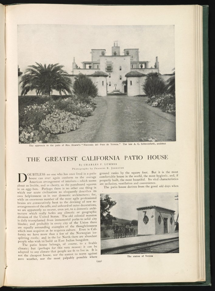 The Greatest California Patio House, by Charles F. Lummis; photographs by Frances B. Johnston LCCN2018645200