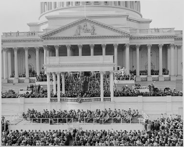 The inauguration of President Harry S. Truman and Vice President Alben W. Barkley. President Truman is apparently... - NARA - 199975 photo