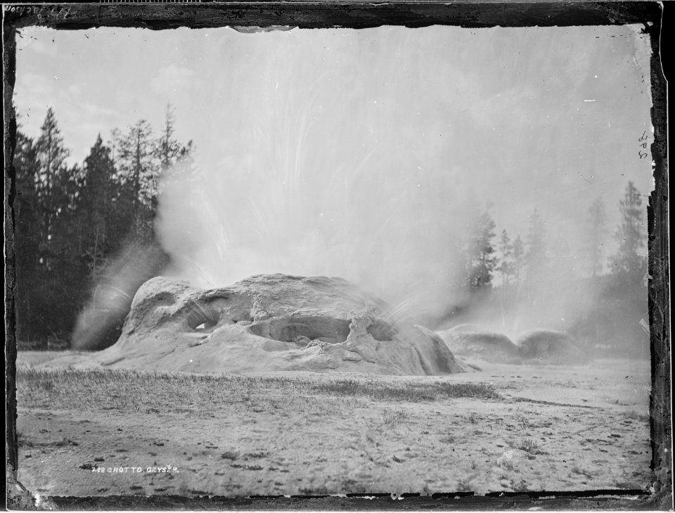 The Grotto Geyser in eruption, Yellowstone - NARA - 516719