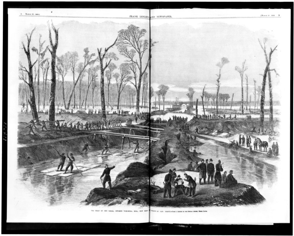 The head of the canal, opposite Vicksburg, Miss., now being cut by command of Gen. Grant - from a sketch by our special artist, Henri Lovie. LCCN95512770