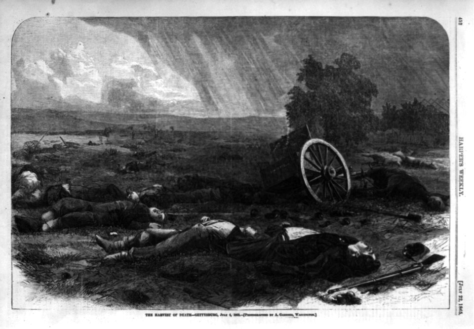 The harvest of death - Gettysburg, July 4, 1863 (Dead soldiers and horses on battlefield) LCCN99614255