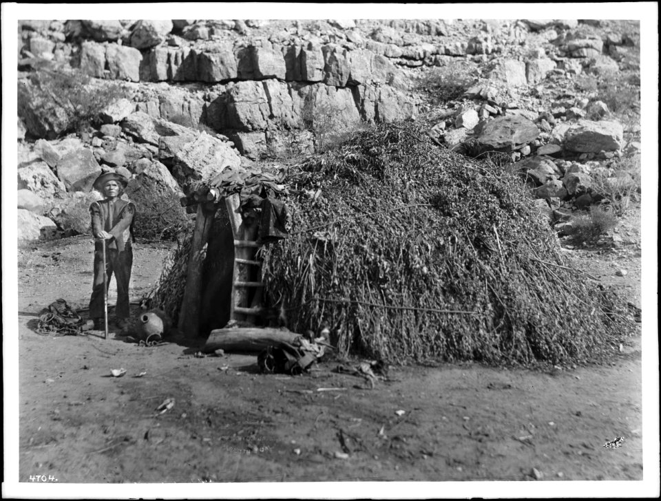 The Havasupai Indian Uta at his hawa (house), ca.1900 (CHS-4704)