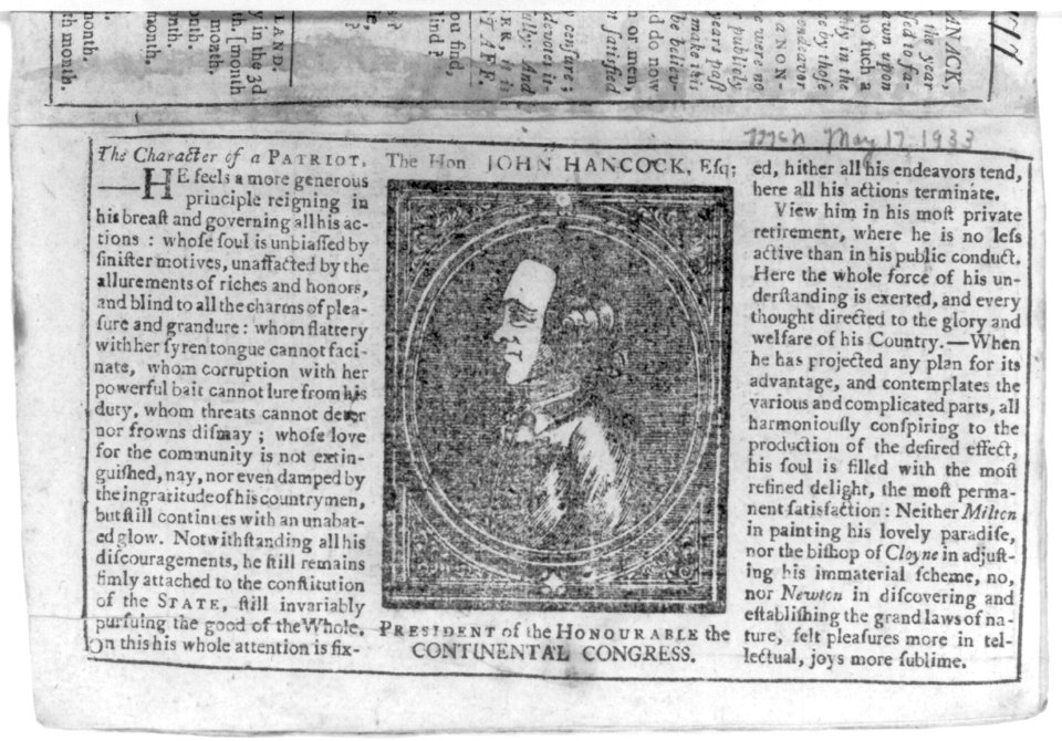 The hon. John Hancock, Esq. - president of the honourable the Continental Congress LCCN2003675600