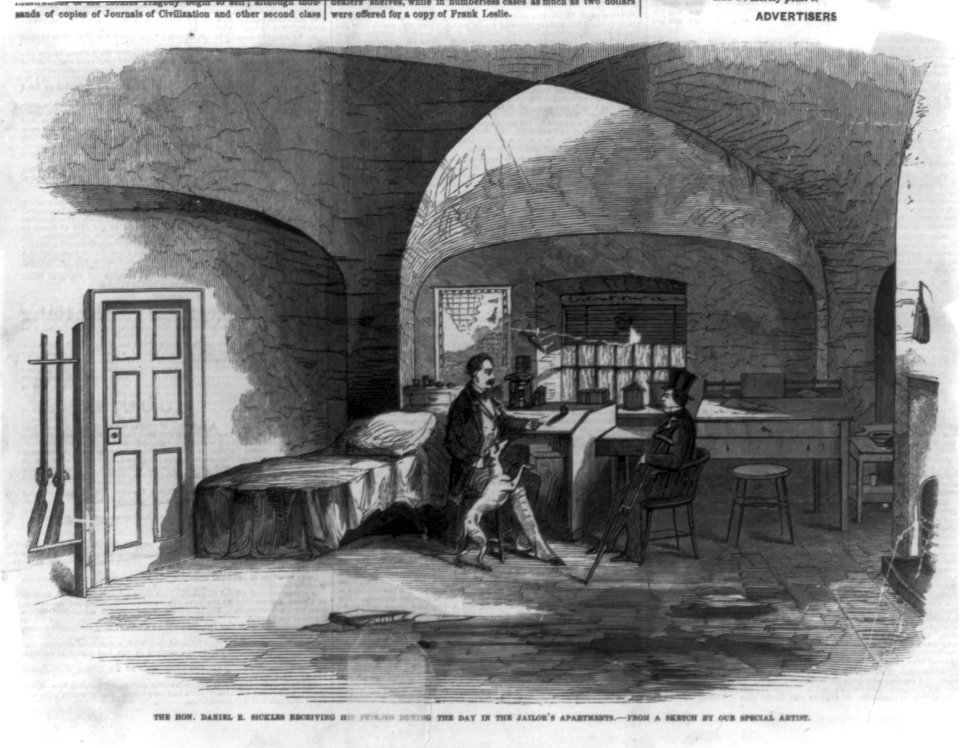 The Hon. Daniel E. Sickles receiving his friends during the day in the jailor's apartments LCCN2002706389