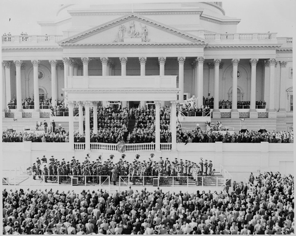 The inaugurationof President Harry S. Truman and Vice President Alben W. Barkley. Photograph showing the inaugural... - NARA - 199974