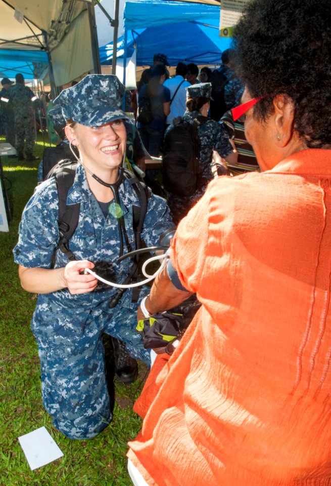 The hospital ship USNS Mercy (T-AH 19) participates in Pacific Partnership 2015 in Suva, Fiji 150608-N-HE318-187