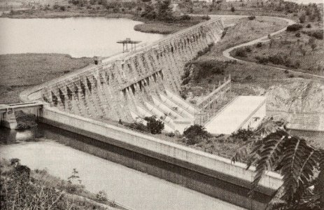 The Inga dams barrage, Zaire's largest source of electricity, on the lower Congo River near Matadi