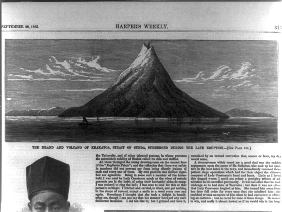 The island and volcano of Krakatoa, Strait of Sunda, submerged during the late eruption LCCN2002714721