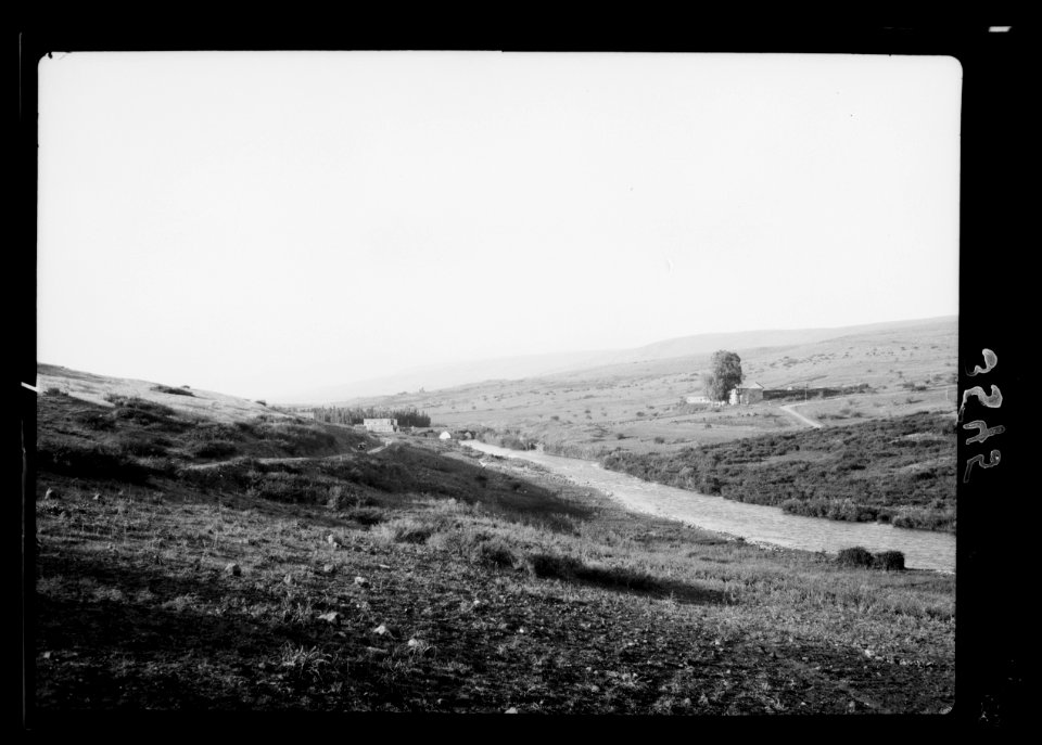 The Jordan Valley north of Lake Galilee. Jordan at Jisr Benat Yacoub. Galilee-Damascus road showing British and French frontier post LOC matpc.15399