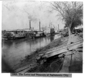 The Levee and Steamers at Sacramento City LCCN2002719843