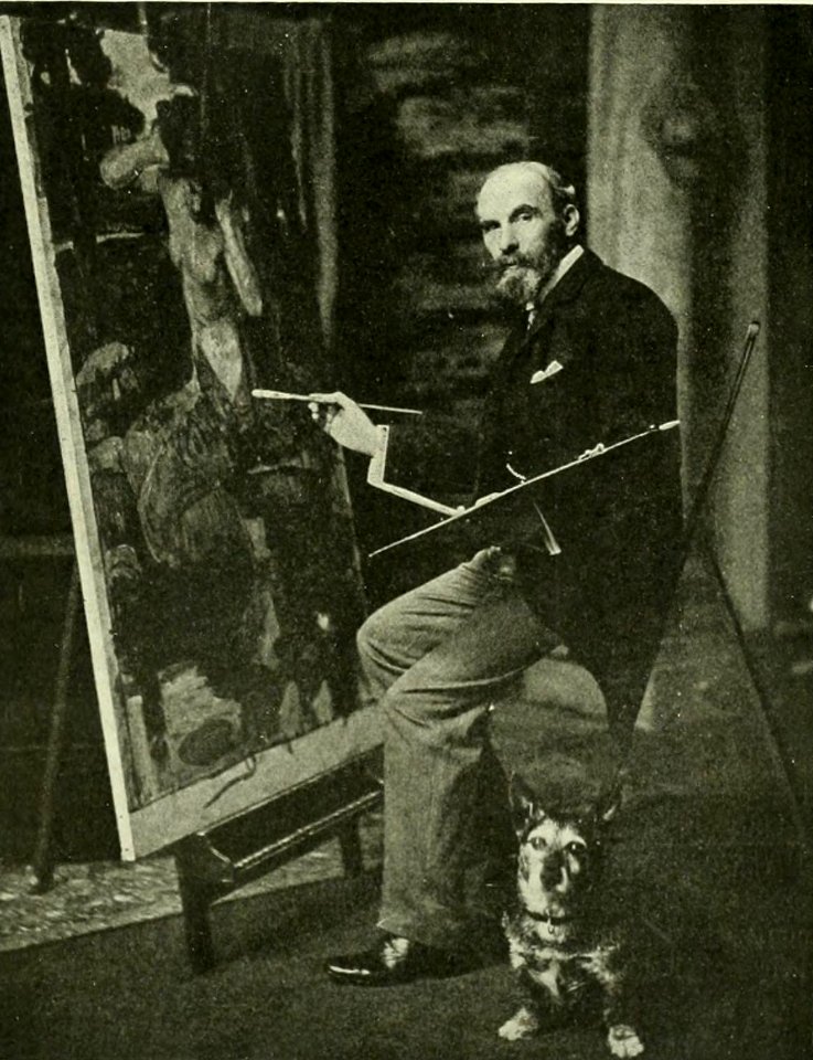 The late John William Waterhouse in his studio