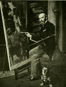 The late John William Waterhouse in his studio