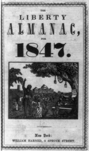 The Liberty Almanac for 1847- (title page, showing freed slave with U.S. Capitol in background) LCCN2004679628