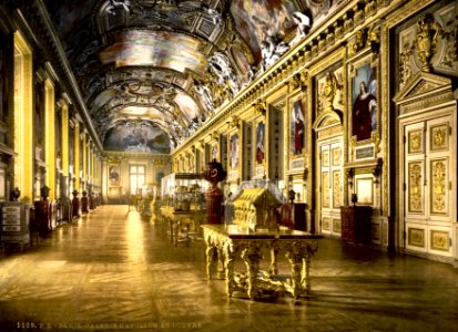 The Louvre, a gallery in the Louvre, Paris, France, between ca. 1890 and ca. 1900