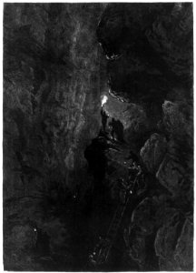 The Mammoth Dome in Mammoth Cave, Kentucky (full page illus. of men climbing a ladder into cave) - vertical LCCN99614232