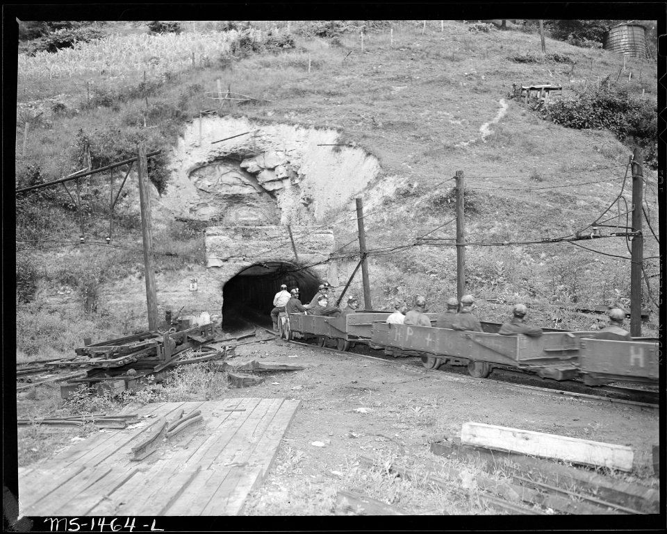 The mantrip going into the mine. Gilliam Coal and Coke Co, Giliam Mine, Gilliam, McDowell County, West Virginia. - NARA - 540804