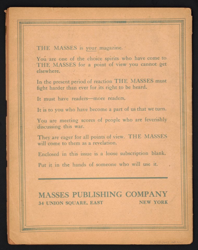 The Masses is your magazine LCCN2016652886