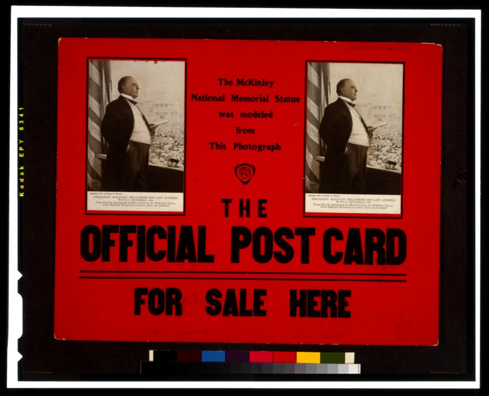 The McKinley national memorial statue was modeled from this photograph The official post card for sale here. LCCN99400617