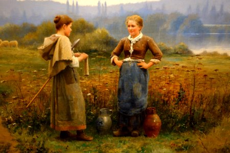 The Meeting by Daniel Ridgway Knight, detail, c. 1888, oil on canvas - New Britain Museum of American Art - DSC09371