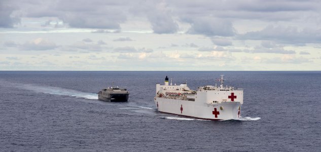 The Military Sealift Command hospital ship USNS Mercy (T-AH 19) and the Joint High Speed Vessel USNS Millinocket (JHSV 3) participates in Pacific Partnership 2015 150527-N-BK290-598
