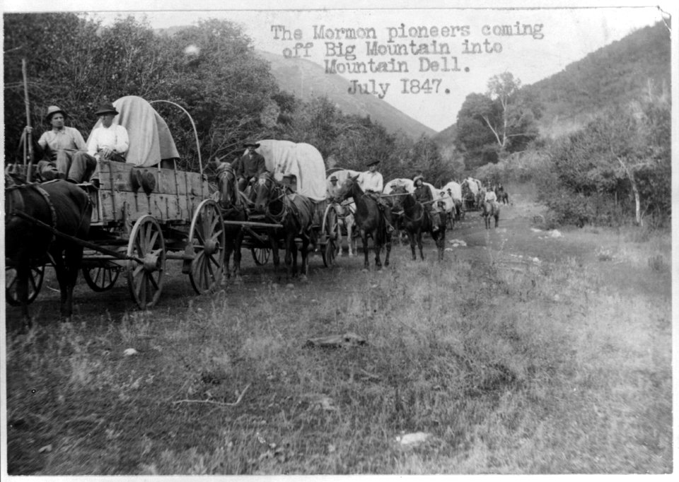 The Mormon pioneers coming off Big Mountain into Mountain dell. July 1847 LCCN2004668254