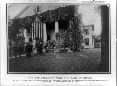 The new president takes the oath of office. The Wilcox home in which President Roosevelt was sworn in LCCN89708594