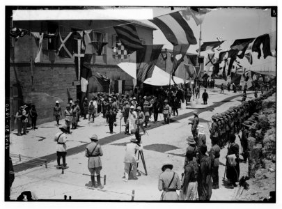 The new era in Palestine. The arrival of Sir Herbert Samuel, H.B.M. high commissioner, etc. Sir Herbert Samuel and governors of Jerusalem-Jaffa. LOC matpc.02284