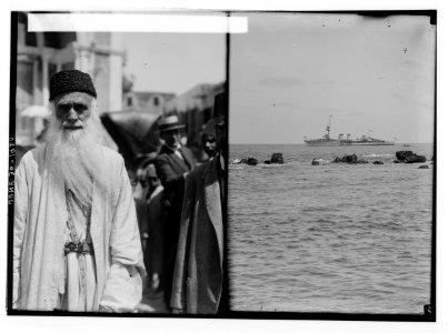 The new era in Palestine. The arrival of Sir Herbert Samuel, H.B.M. high commissioner, etc. H.M.S. Centaur conveying Sir Herbert Samuel to Jaffa; (Man in street). LOC matpc.02281