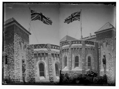 The new era in Palestine. The arrival of Sir Herbert Samuel, H.B.M. high commissioner, etc. Union Jack displayed first time on Government House; (Another view of the Union Jack on Government LOC matpc.02285