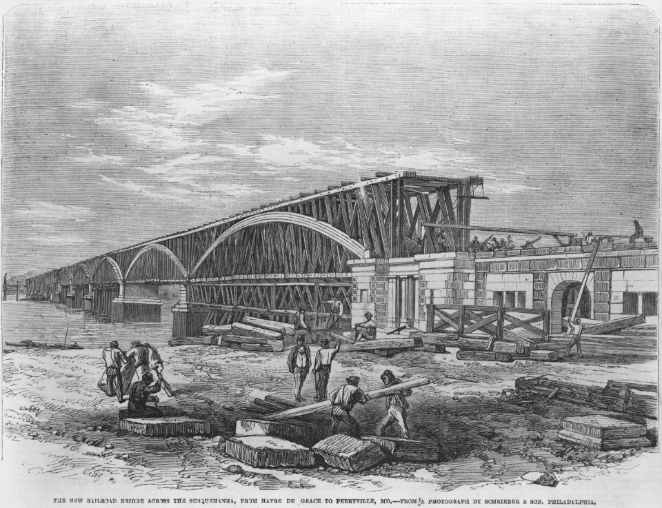 The new railroad bridge across the Susquehanna, from Havre de Grace to Perryville, Maryland - from a photograph by Schrieber & Son, Philadelphia. LCCN98505957