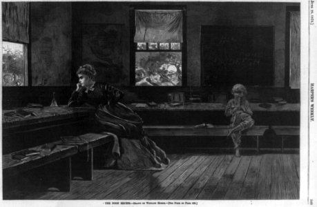 The noon recess (Teacher and boy reading; children are seen through window playing) LCCN99614194