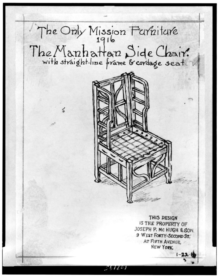 The Only mission furniture. 1916. The Manhattan side chair, with straight-line frame & cordage seat LCCN93503077