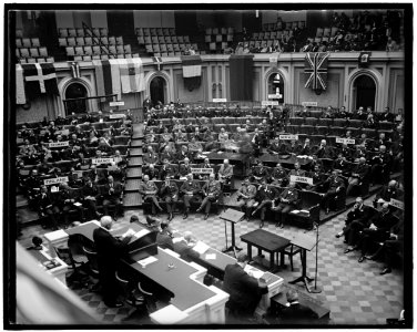 The opening session of the twenty-third conference of the Interparliamentary Union, October 1, 1925 in the House of Representatives, United States Capitol Building. The picture is shown LCCN2016863108