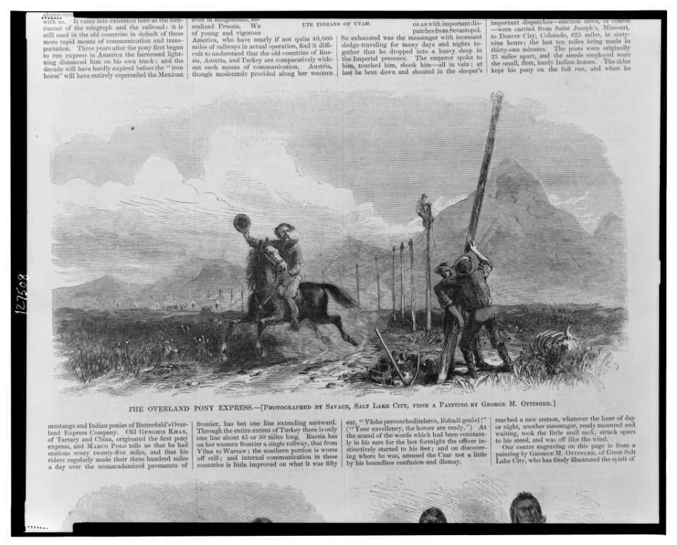The overland pony express - photographed by Savage, Salt Lake City ; from a painting by George M. Ottinger. LCCN00652781