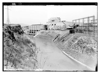 The Palestine Electric Corporation Power Plant, otherwise known as Rutenberg's Jordan Power Plant. The P.E.C. Power Plant. The tail-race canal LOC matpc.11452