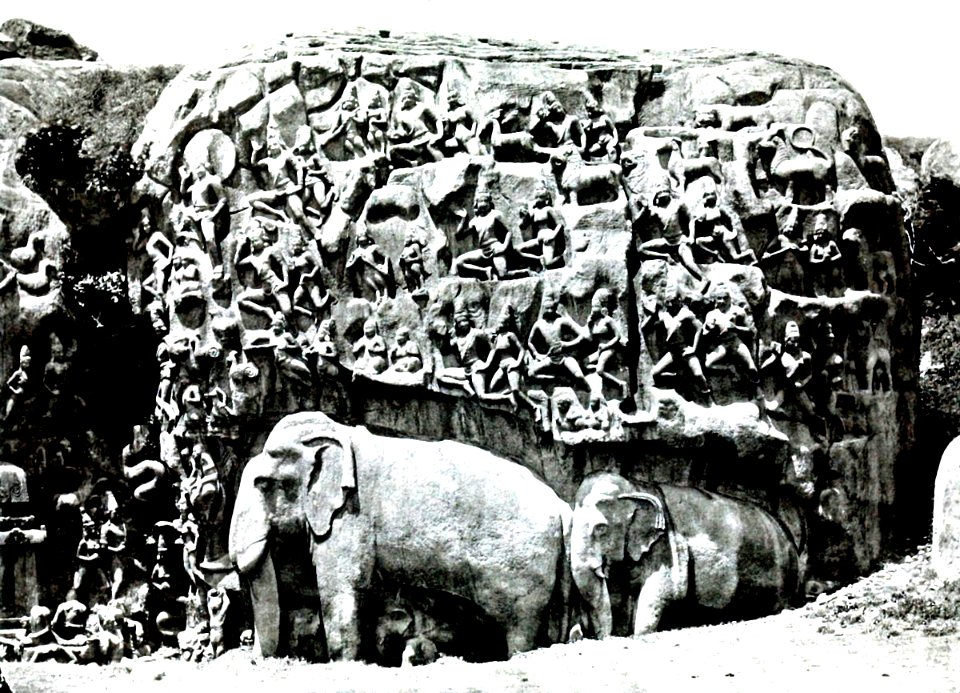 The Paradise Of Indra, from a rock sculpture at Mâmallapuram
