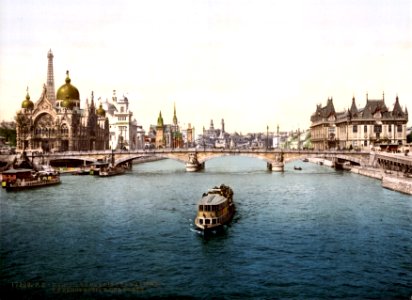 The Pavilions of the Nations and persepective of the bridges, Expositon Universal, 1900, Paris, France
