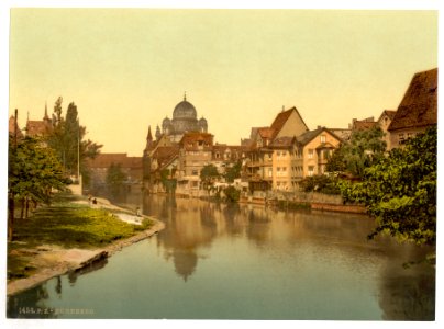 The Pegnitz shore and synagogue, Nuremberg, Bavaria, Germany-LCCN2002696154