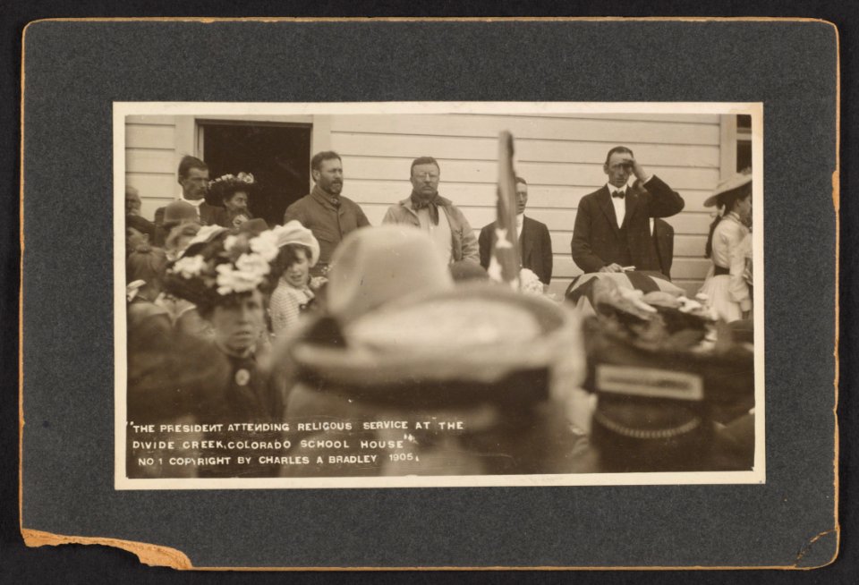 The President attending religous (sic) service at the Divide Creek, Colorado School House LCCN2013651316