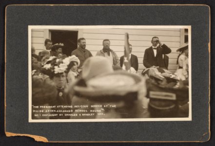The President attending religous (sic) service at the Divide Creek, Colorado School House LCCN2013651316