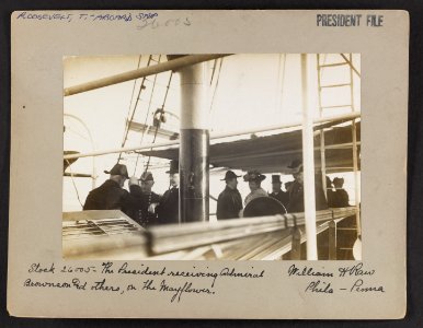 The President receiving Admiral Brown and others, on the Mayflower - William H. Rau, Phila-Penna. LCCN2013651290