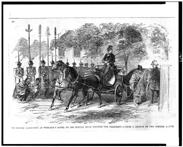 The Prince alighting at Willard's Hotel, on his return from visiting the president - From a sketch by our special artist. LCCN93507029