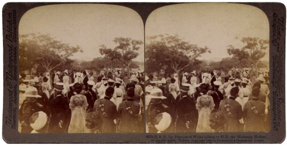 The Princess of Wales talking to Maharaja Holkar at a garden party, Indore in 1905-06