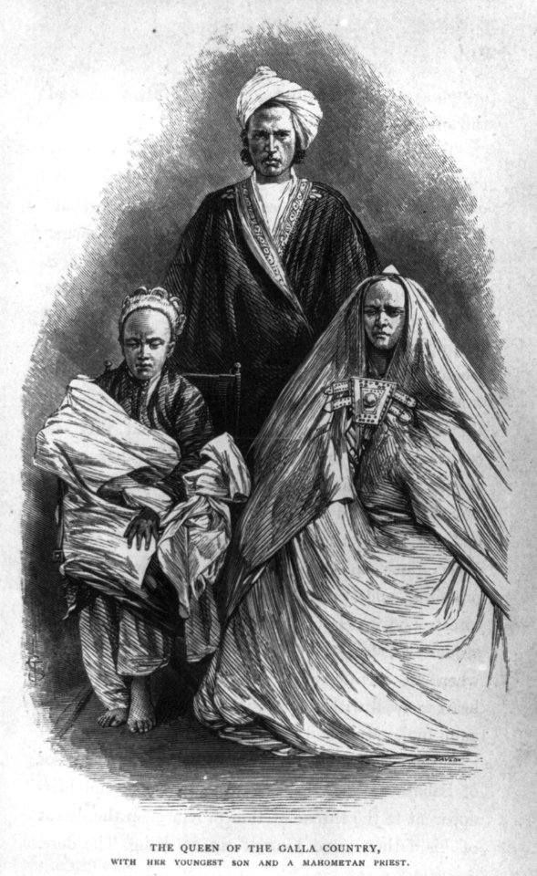 The Queen of the Galla Country, with her youngest son and a Mhometan Priest LCCN2004679754
